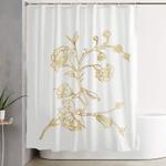 golden flower on white background shower curtain 0