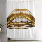 golden lips shower curtain 0