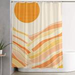 golden mountain sunset shower curtain 0