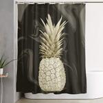 golden pineapple marble shower curtain 0