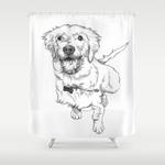 golden retriever puppy drawing shower curtain 0