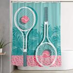 good to go memphis throwback 1980s neon pastel abstract sports tennis racquetball athlete game shower curtain 0