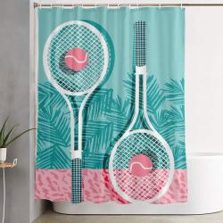 Good To Go - Memphis Throwback 1980s Neon Pastel Abstract Sports Tennis Racquetball Athlete Game Shower Curtain