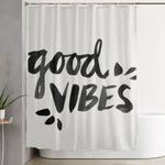 good vibes c black ink shower curtain 0