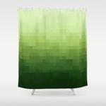 gradient pixel green shower curtain 0