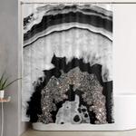 gray black white agate with silver glitter 1 gem decor art shower curtain 0