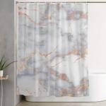 gray marble rosegold glitter pink metallic foil style shower curtain 0