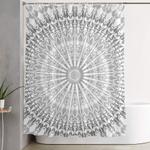 gray white mandala shower curtain 0