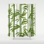 green bamboo tree shoots pattern shower curtain 0