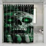 green bay skull on hand shower curtains 0