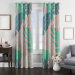 green indoor flora pastel pattern window curtain 0