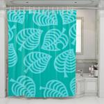 green leaf pattern mono color shower curtains 0
