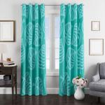 green leaf pattern mono color window curtain 0