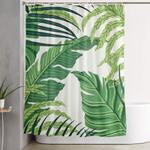 green tropical leaves ii shower curtain 0
