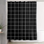 grid line stripe black and white minimalist geometric shower curtain 0
