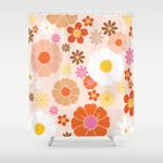 groovy 60 mod pastel flower power shower curtain 0