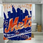 grunge new york mets logo shower curtains 0
