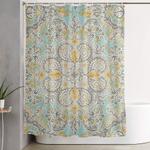 gypsy floral in soft neutrals grey yellow on sage shower curtain 0