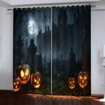 halloween pumpkin decor curtains blackout window drapes 0