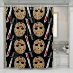 halloween villain mask serial killer shower curtains 0