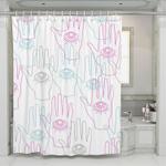hand eyes blue pink white shower curtains 0