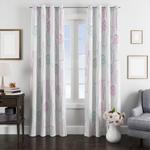hand eyes blue pink white window curtain 0