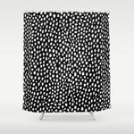 handmade polka dot brush strokes black and white reverse dalmatian shower curtain 0