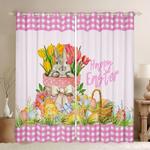 happy easter bunny rabbit blackout curtains rabbit tulip easter eggs window curtains gift for easters day blackout window curtains 100 polyester 41 7 107 9 0