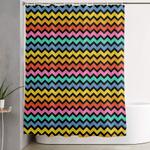 happy zigzag on black shower curtain 0