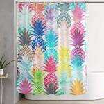 hawaiian pineapple pattern tropical watercolor shower curtain 0