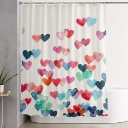 Heart Connections - Watercolor Painting Shower Curtain Set For Bathroom Decor Gift For Friends