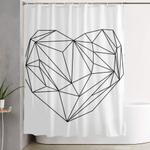 heart graphic black on white shower curtain 0