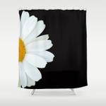 hello daisy white flower black background decor buyart shower curtain 0