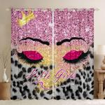 hello girls eyes makeup glitter leopard pattern window curtain queen glitter blackout window curtains 100 polyester 41 7 107 9 0