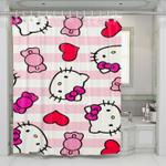 hello kitty stripe pink shower curtains 0