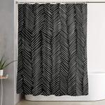 herringbone cream on black shower curtain 0