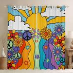 hippie peace flowers blackout curtains peace sign window curtains childrens room decoration blackout window curtains 100 polyester 41 7 107 9 0