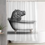 hippo in bath shower curtain 0