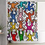 homage to keith haring acrobats ii shower curtain 0