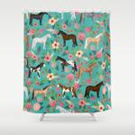 horses floral horse breeds farm animal pets shower curtain 0