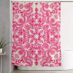 hot pink soft cream folk art pattern shower curtain 0