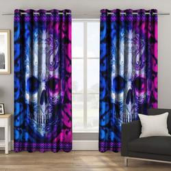 Human Skull Smiling Skull Happy Halloween Holiday Skull Fans Window Blackout Curtains For Home Decor