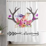 hummingbird on floral antlers and dream arrow shower curtain 0