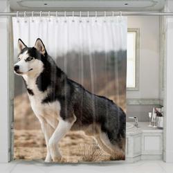 Husky Dog Black White Shower Curtain Set Bathroom Set For Bathroom Decor Best Gift For Friends
