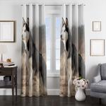 husky dog black white window curtains 0