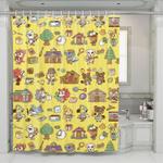 illustration lifes in animal crossing game shower curtains 0