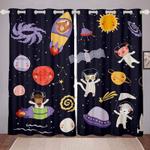 imagination cows pigs astrology space traveling window curtain cartoon astronaut blackout window curtains 100 polyester 41 7 107 9 0