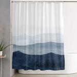 indigo abstract watercolor mountains shower curtain 0