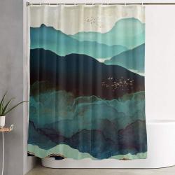 Indigo Mountains Shower Curtain Set Bathroom Set For Bathroom Decor Best Gift For Friends