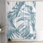 island dream teal blue leaves shower curtain 0